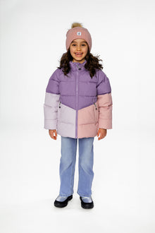 Winterjacke mit Farbblock in Violett