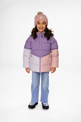 Winterjacke mit Farbblock in Violett