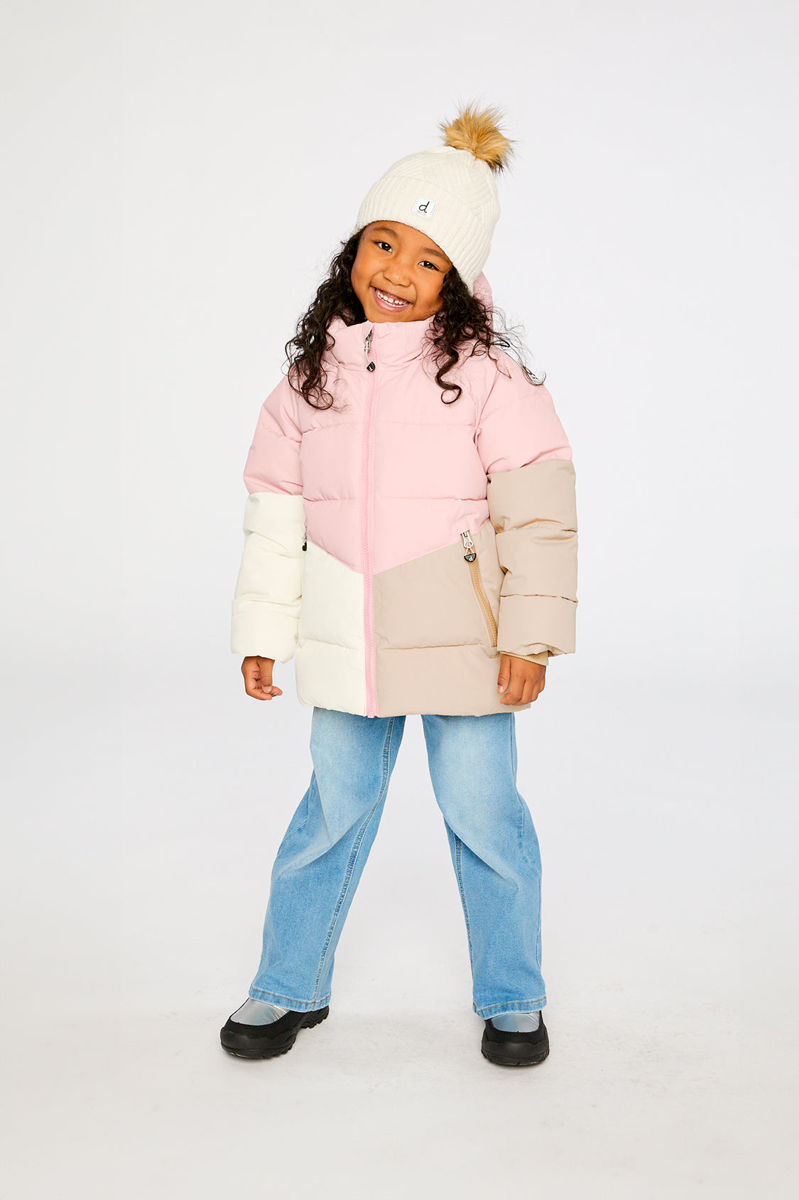 Color-Block Winter Jacket Pale Dusty Pink