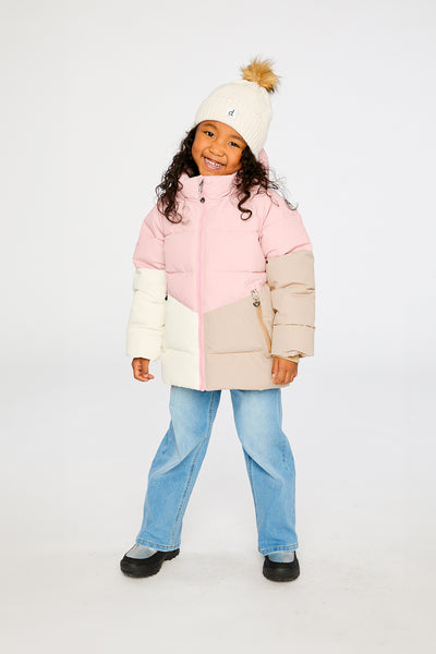 Color-Block Winter Jacket Pale Dusty Pink