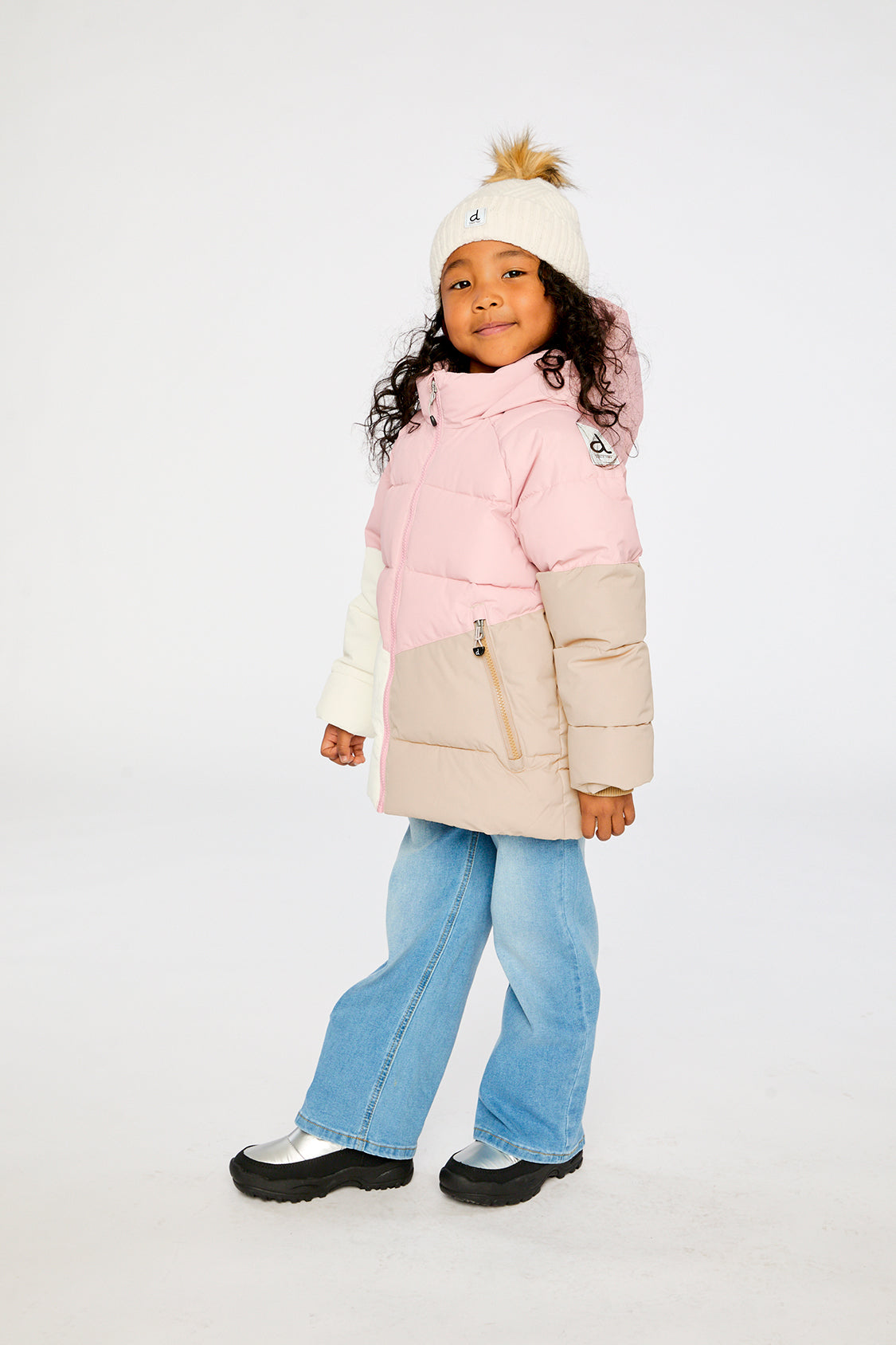Color-Block Winter Jacket Pale Dusty Pink