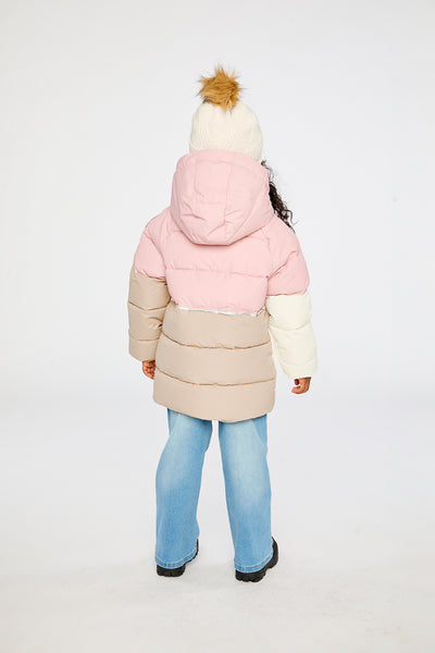 Color-Block Winter Jacket Pale Dusty Pink