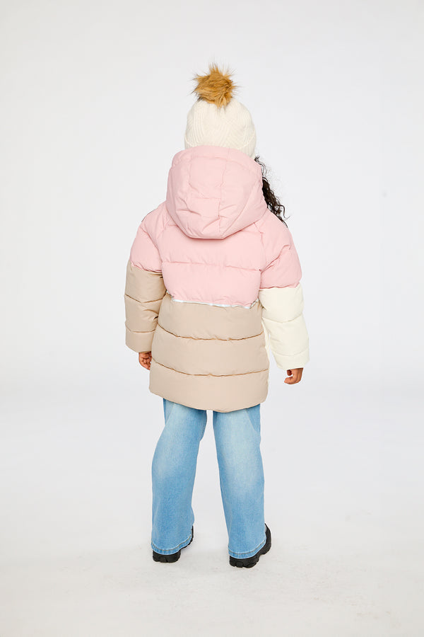Color-Block Winter Jacket Pale Dusty Pink
