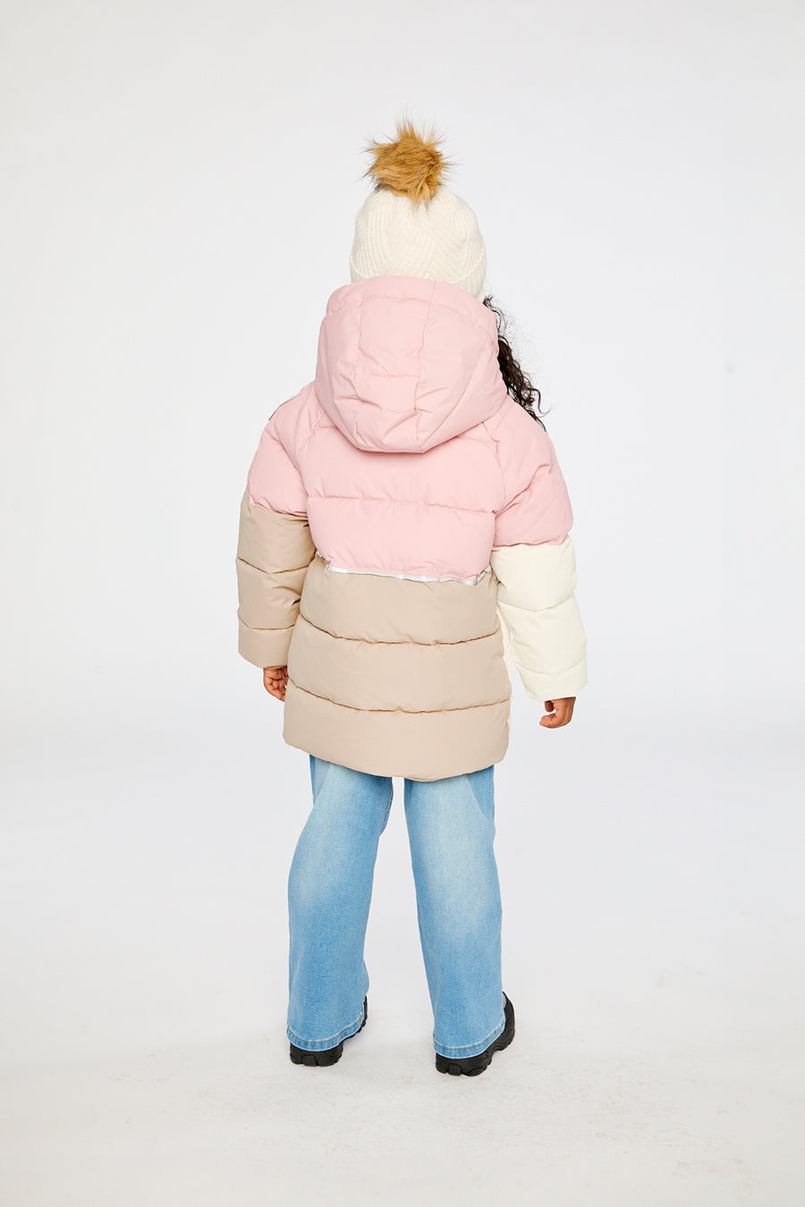 Color-Block Winter Jacket Pale Dusty Pink