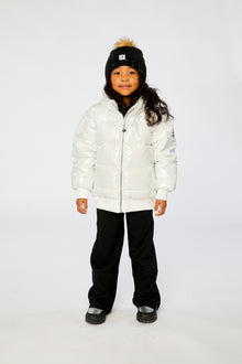 Winter-Steppjacke Weiß Glitzer