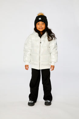 Winter-Steppjacke Weiß Glitzer