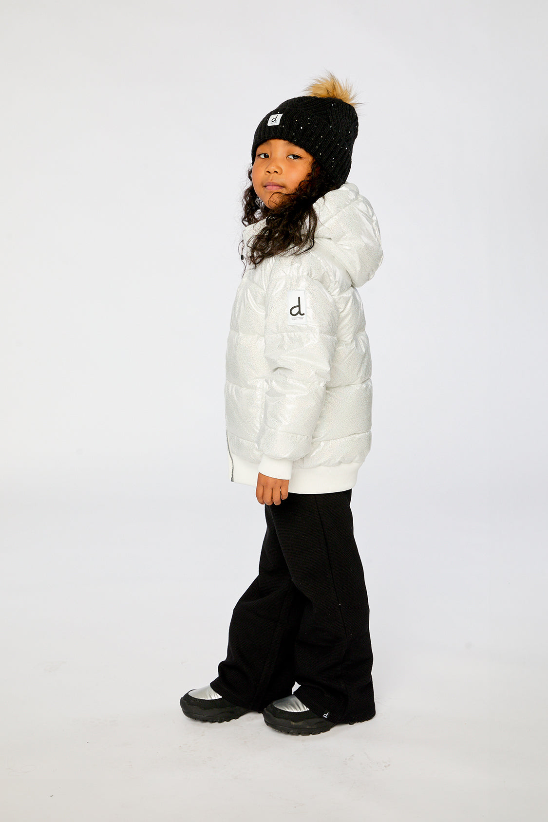 Winter Puffy Jacket White Glitter