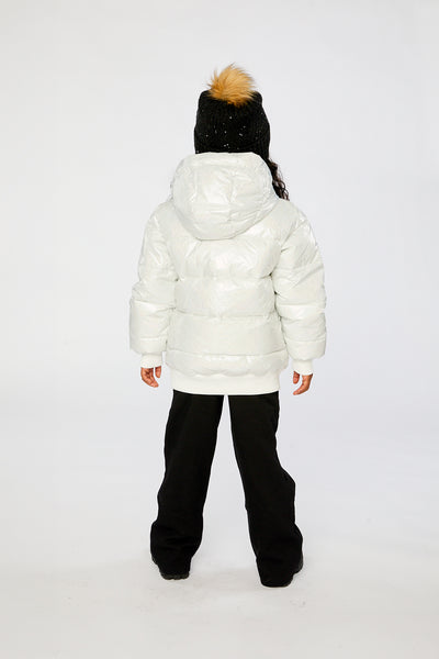 Winter Puffy Jacket White Glitter