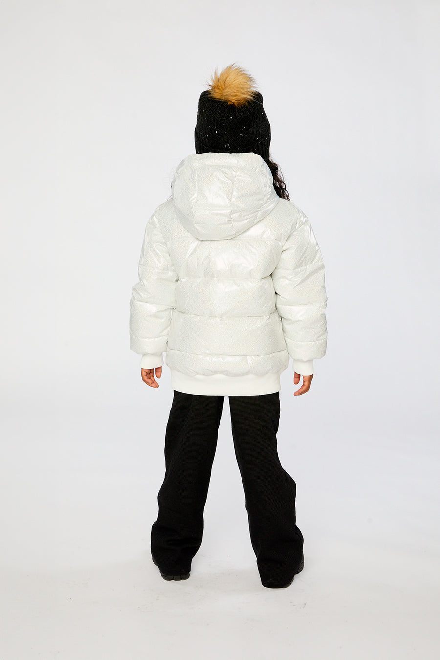 Winter Puffy Jacket White Glitter