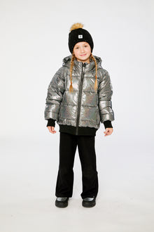 Winter Puffy Jacket Black Glitter