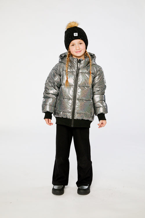 Manteau d'hiver puffy noir paillettés