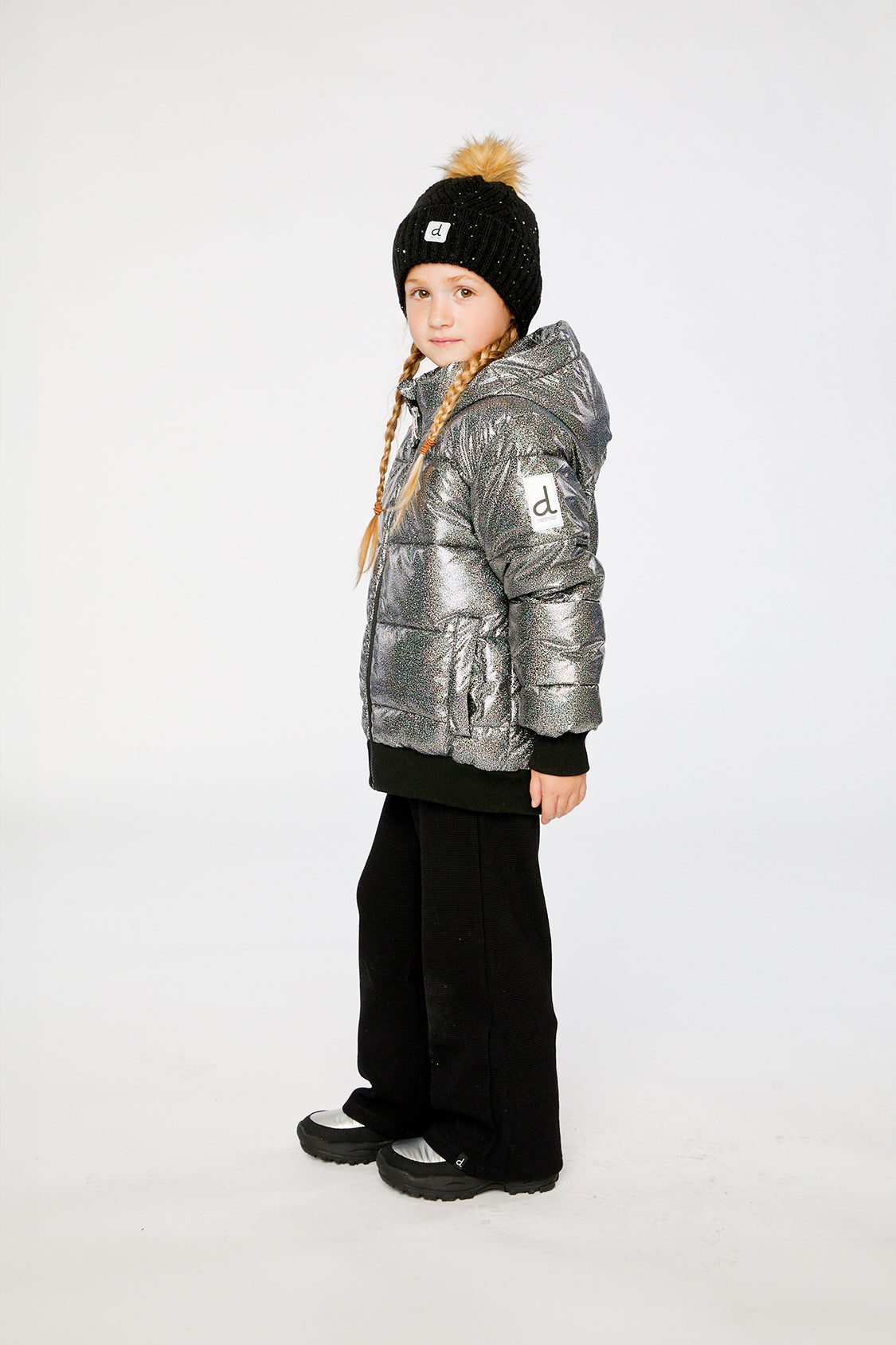 Winter Puffy Jacket Black Glitter