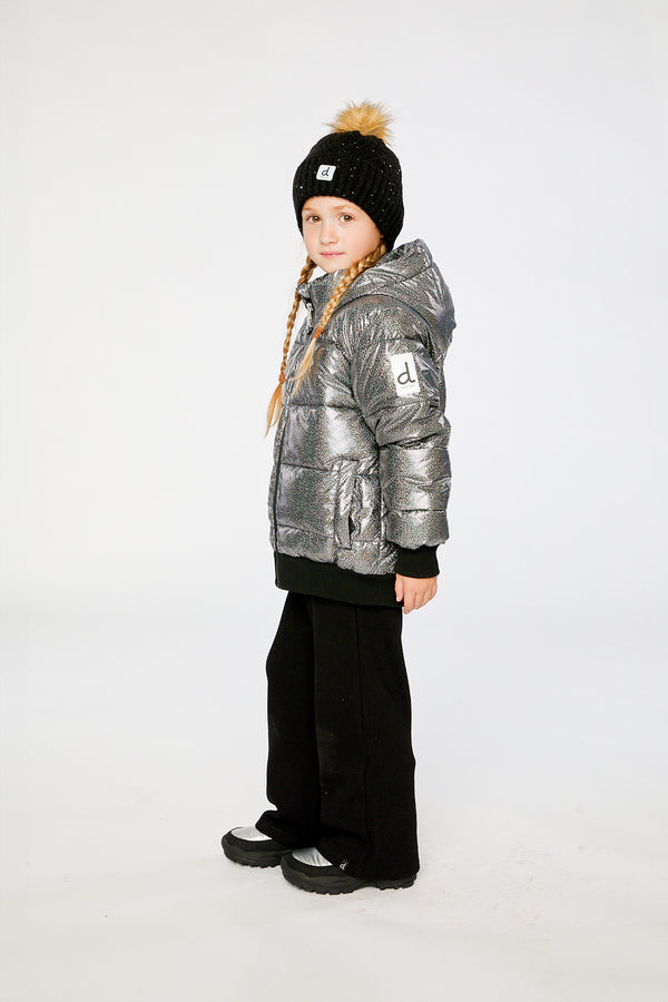 Winter Puffy Jacket Black Glitter