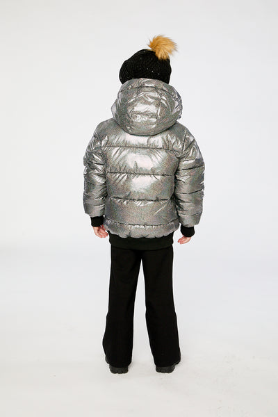 Winter Puffy Jacket Black Glitter