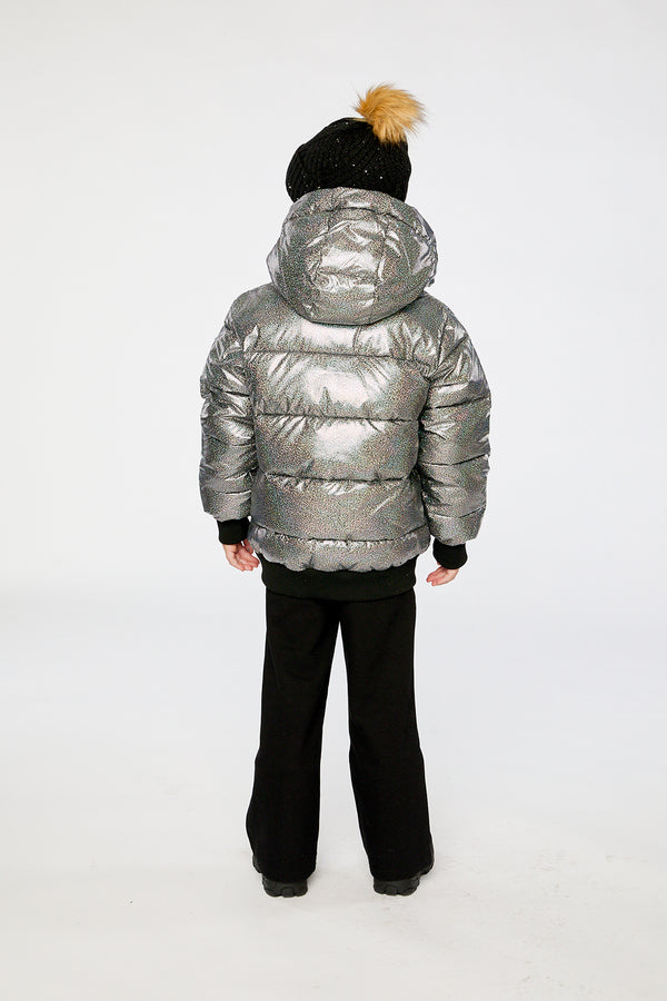 Winter Puffy Jacket Black Glitter