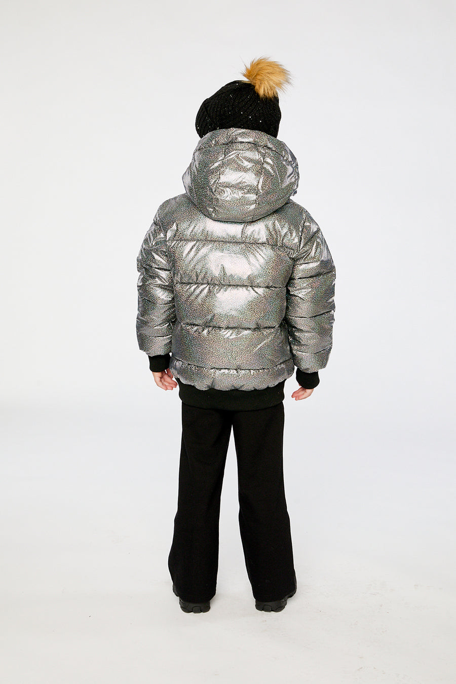Winter Puffy Jacket Black Glitter