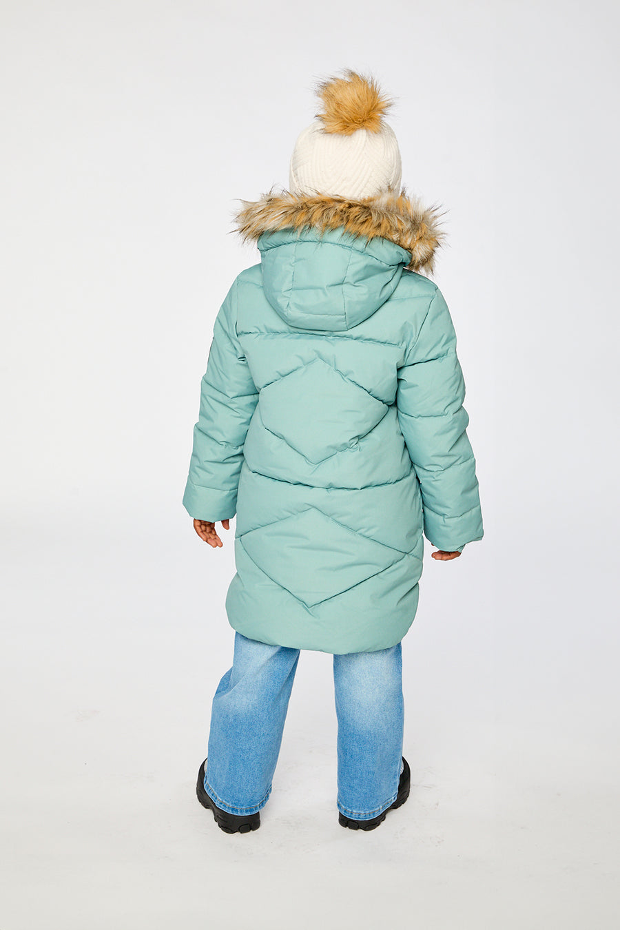 Long Winter Puffer Coat Sage Green