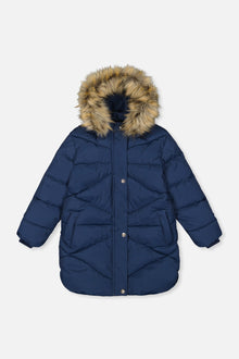 Long Winter Puffer Coat Dark Blue - J20W59_04013