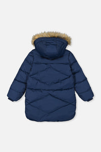 Long Winter Puffer Coat Dark Blue - J20W59_04013