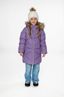 Manteau d'hiver long matelassé violet