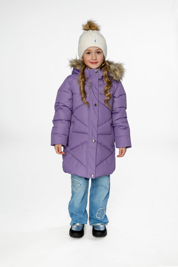 Manteau d'hiver long matelassé violet