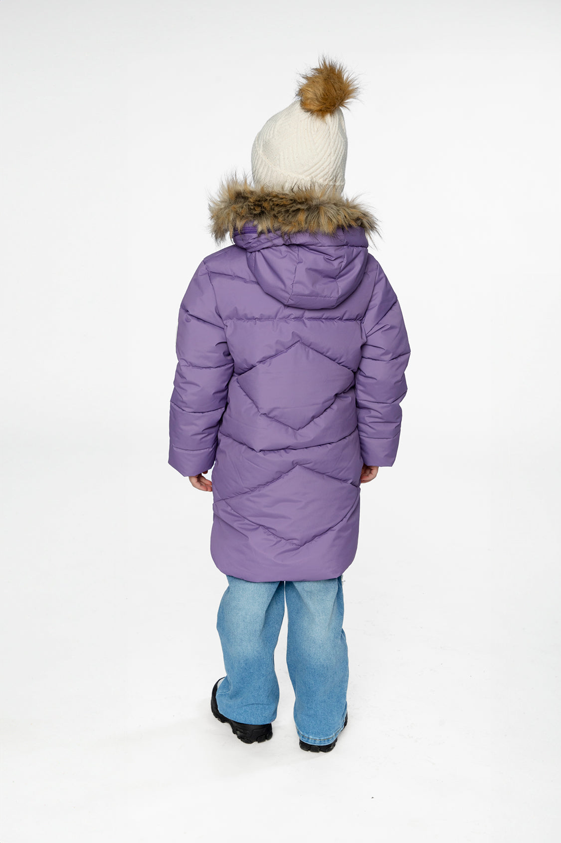 Manteau d'hiver long matelassé violet