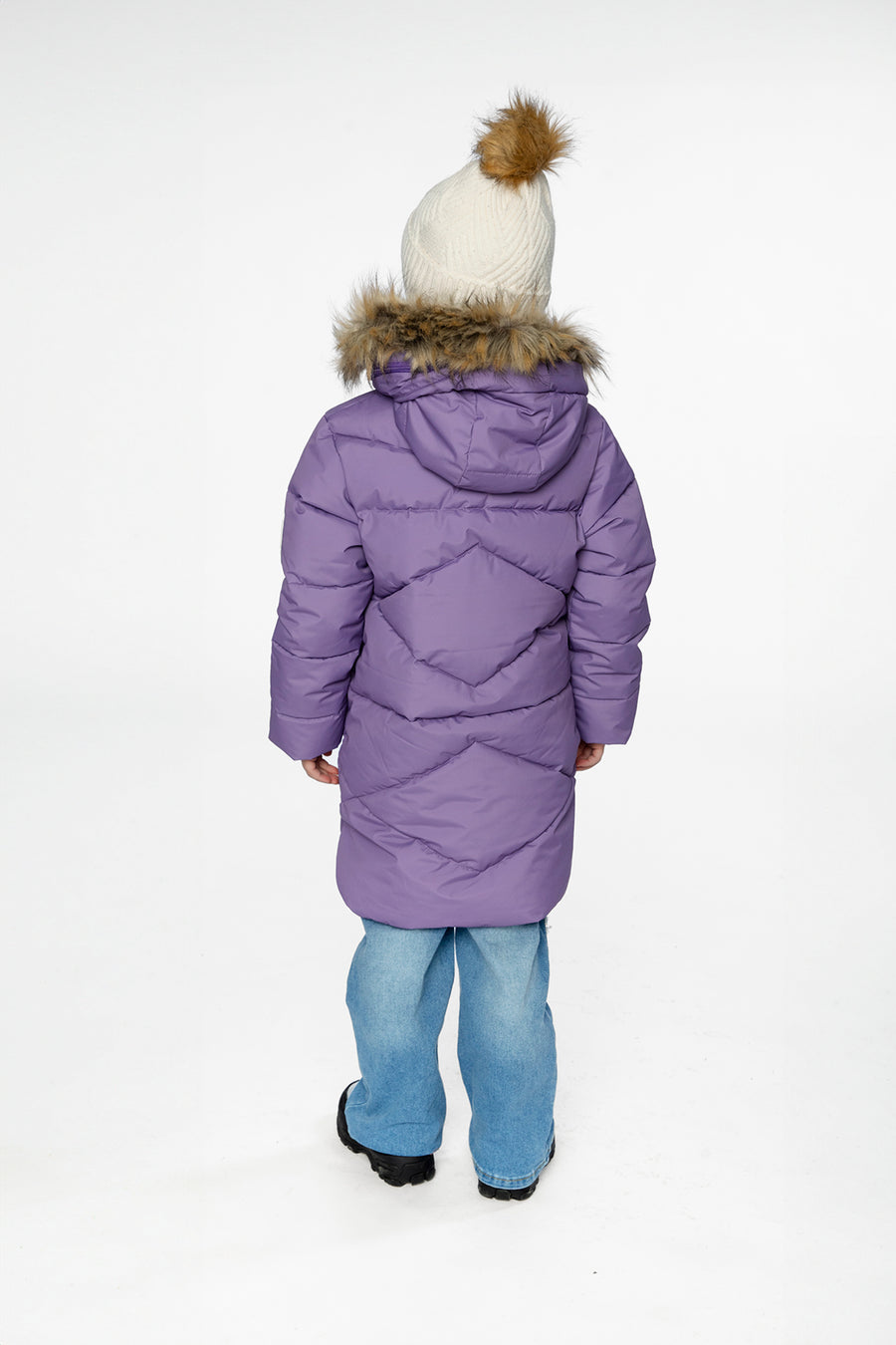 Long Winter Puffer Coat Violet