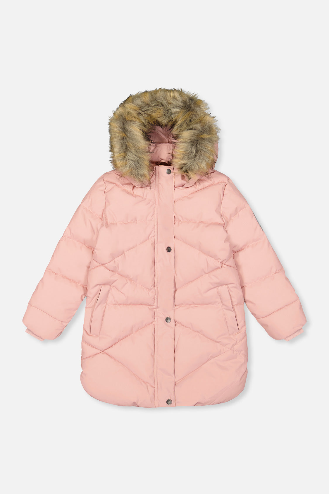 Long Winter Puffer Coat Pale Dusty Pink - J20W59_06220