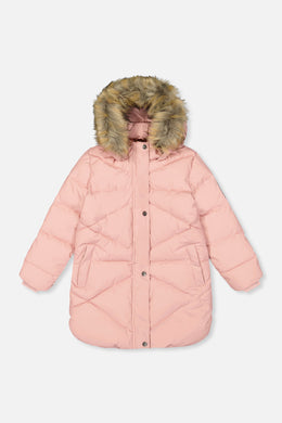Long Winter Puffer Coat Pale Dusty Pink - J20W59_06220