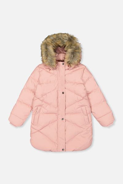 Long Winter Puffer Coat Pale Dusty Pink - J20W59_06220