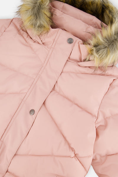 Long Winter Puffer Coat Pale Dusty Pink - J20W59_06220