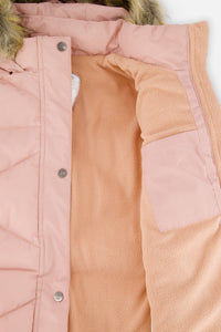Long Winter Puffer Coat Pale Dusty Pink - J20W59_06220