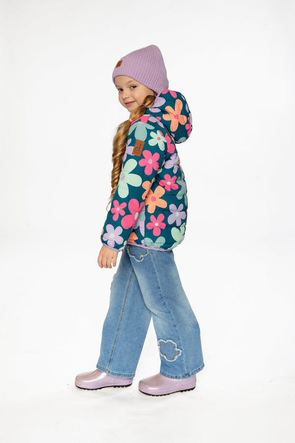 Quilted Mid-Season Jacket Green Floral Print - J20W64_2J010