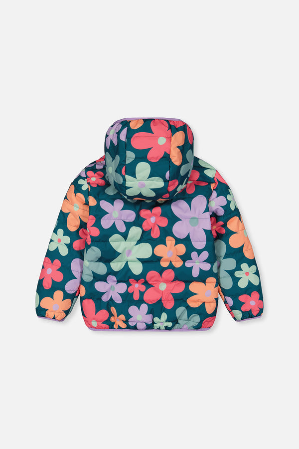 Quilted Mid-Season Jacket Green Floral Print - J20W64_2J010