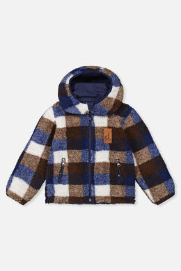 Baby Reversible Mid-Season Jacket Dark Blue And Brown - J20W65B_04810