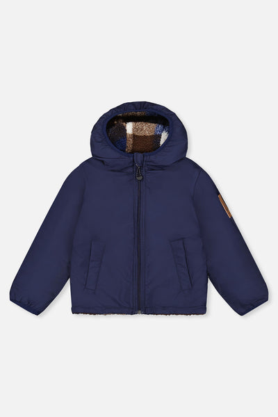 Baby Reversible Mid-Season Jacket Dark Blue And Brown - J20W65B_04810