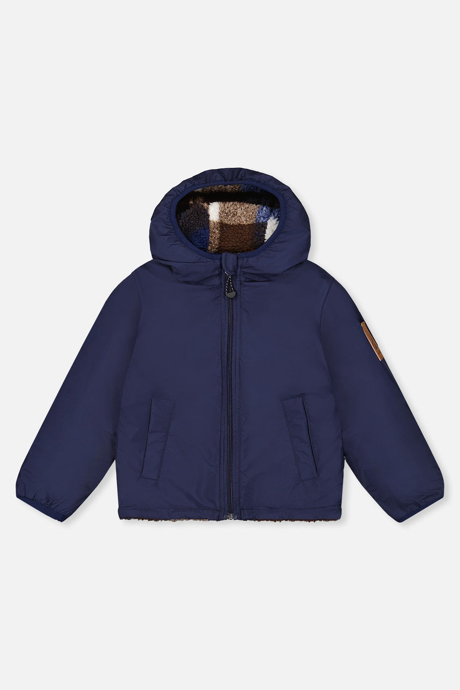 Reversible Mid-Season Jacket Dark Blue And Brown - J20W65_04810