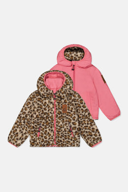 Reversible Mid-Season Jacket Pink And Leopard - J20W65_06800