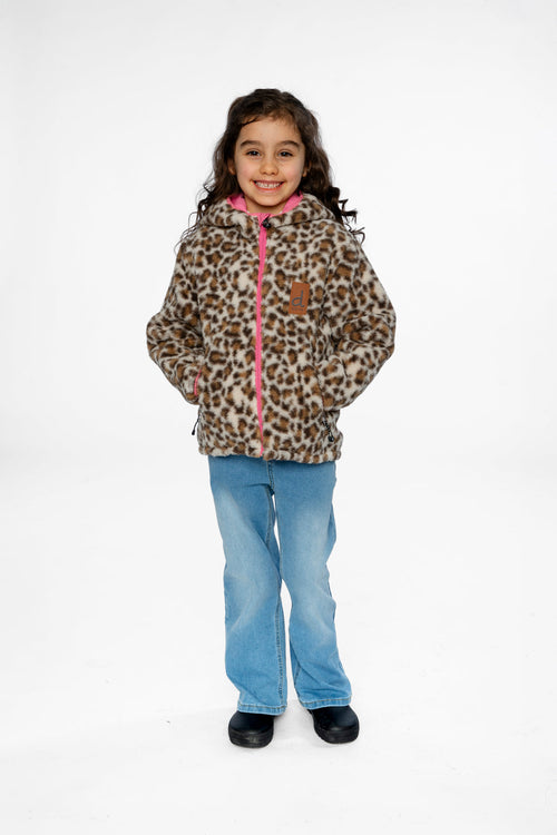 Reversible Mid-Season Jacket Pink And Leopard - J20W65_06800