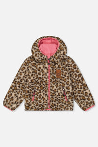 Reversible Mid-Season Jacket Pink And Leopard - J20W65_06800