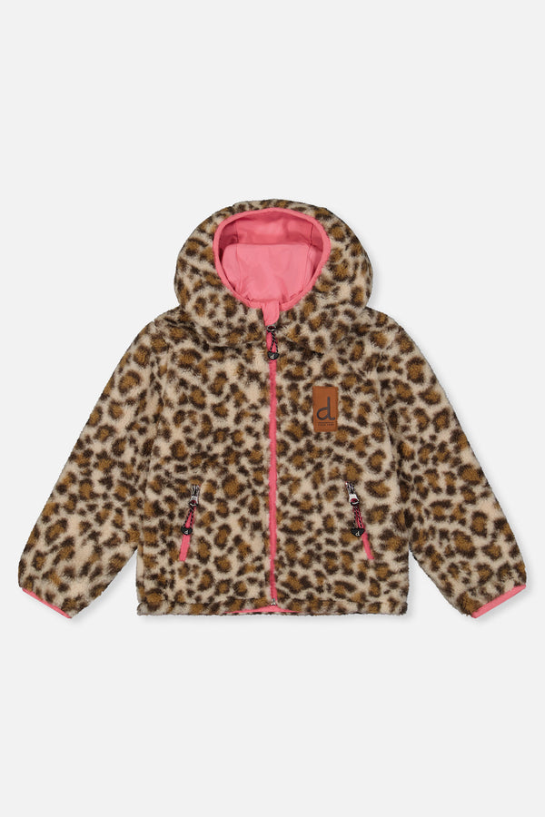 Reversible Mid-Season Jacket Pink And Leopard - J20W65_06800