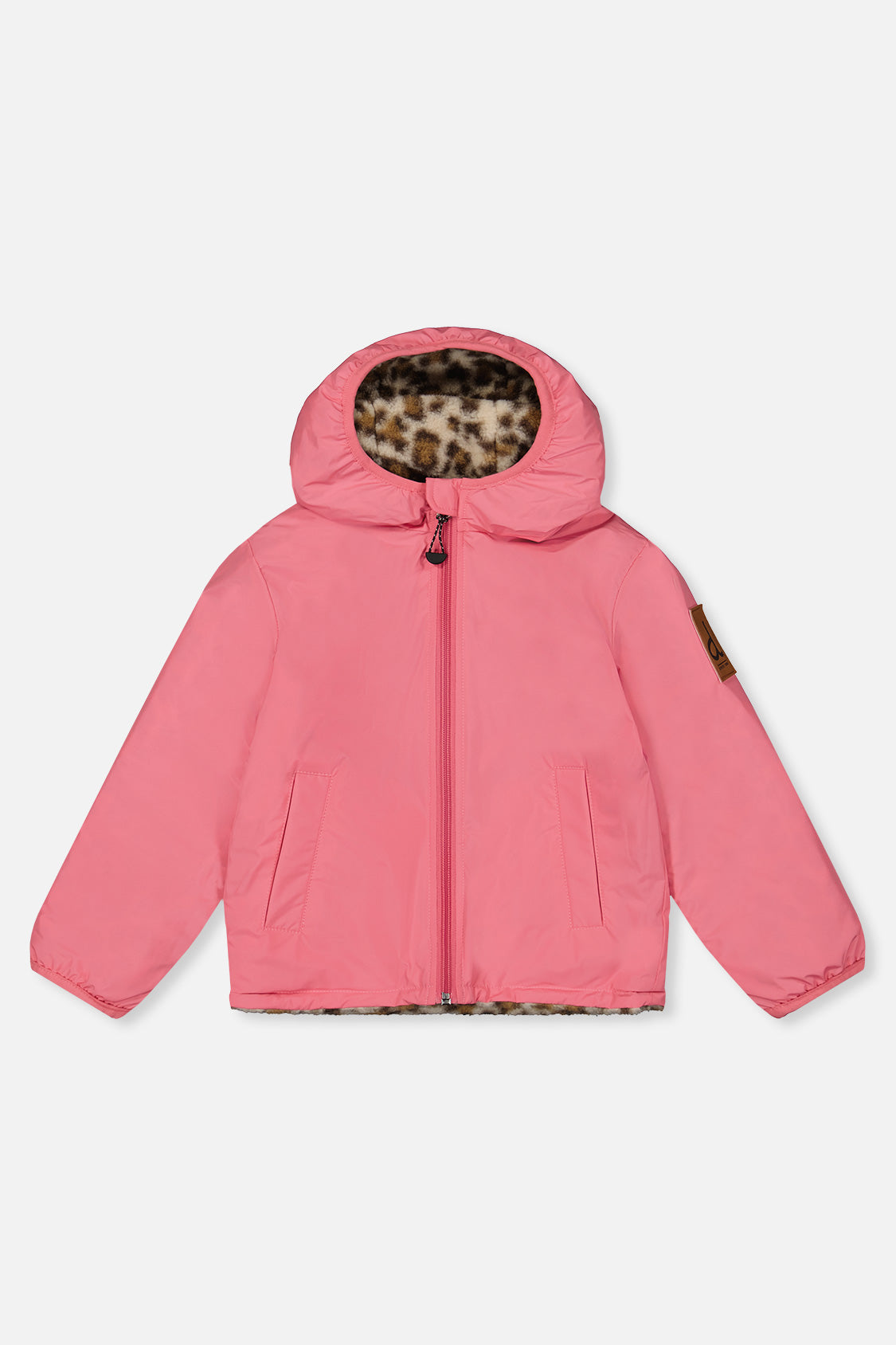 Reversible Mid-Season Jacket Pink And Leopard - J20W65_06800