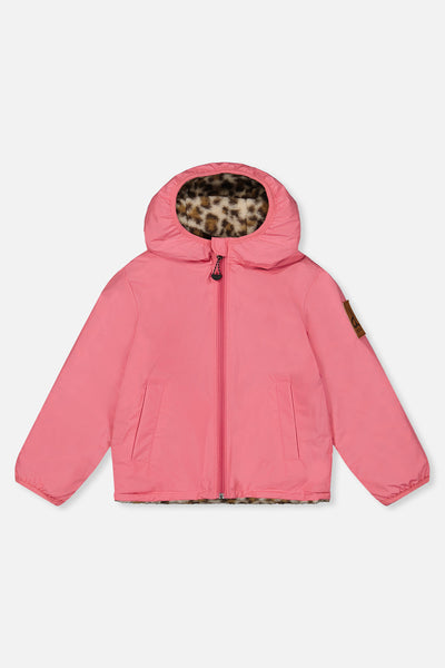 Reversible Mid-Season Jacket Pink And Leopard - J20W65_06800