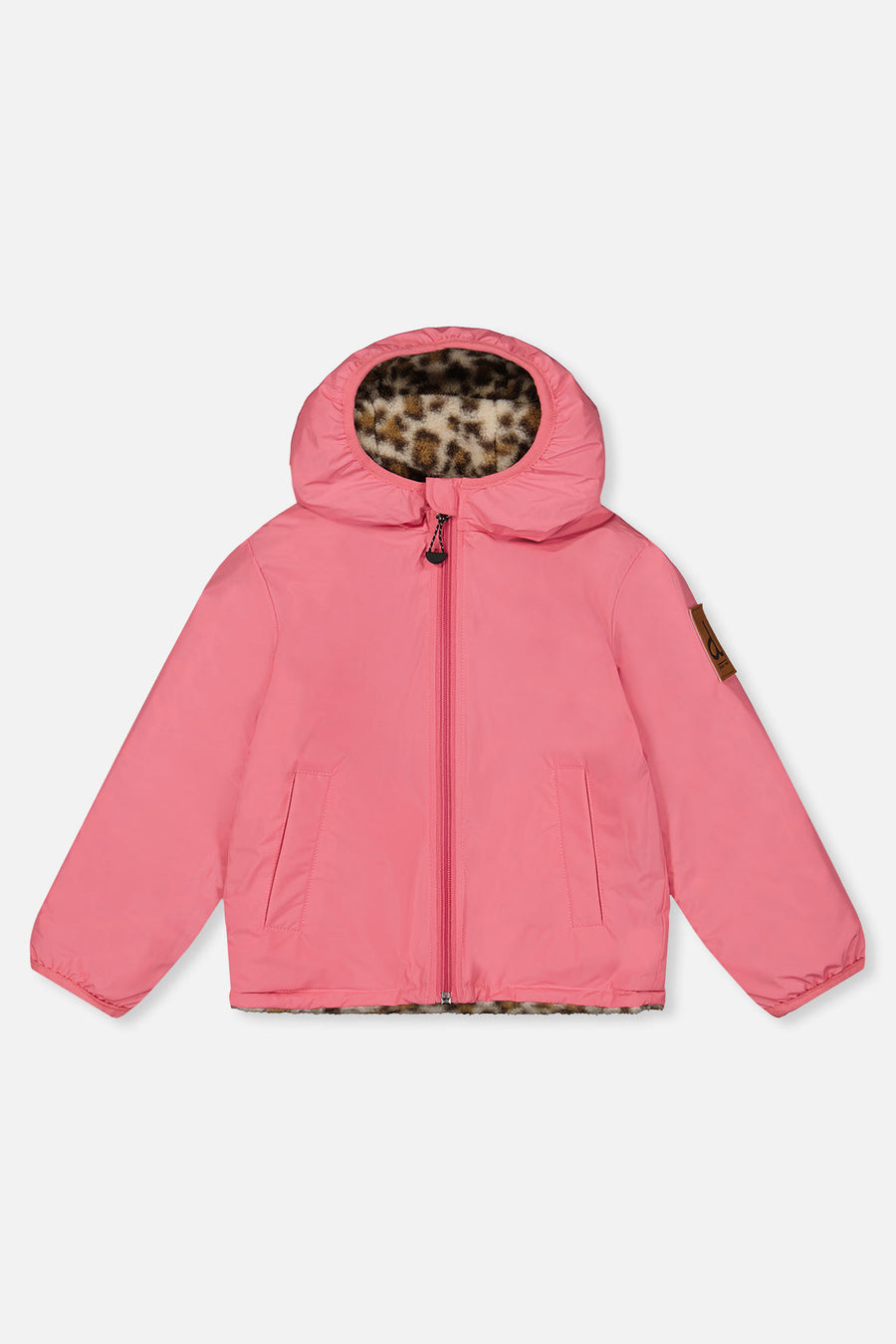 Reversible Mid-Season Jacket Pink And Leopard - J20W65_06800
