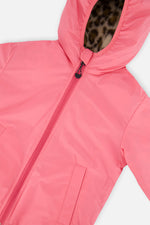 Reversible Mid-Season Jacket Pink And Leopard - J20W65_06800
