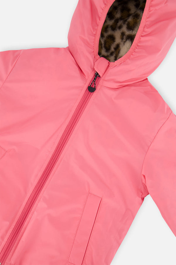 Reversible Mid-Season Jacket Pink And Leopard - J20W65_06800