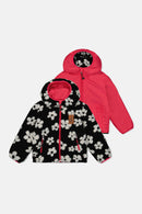 Reversible Mid-Season Jacket Pink And Black Printed Flowers - J20W65_06910
