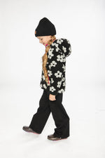 Reversible Mid-Season Jacket Pink And Black Printed Flowers - J20W65_06910