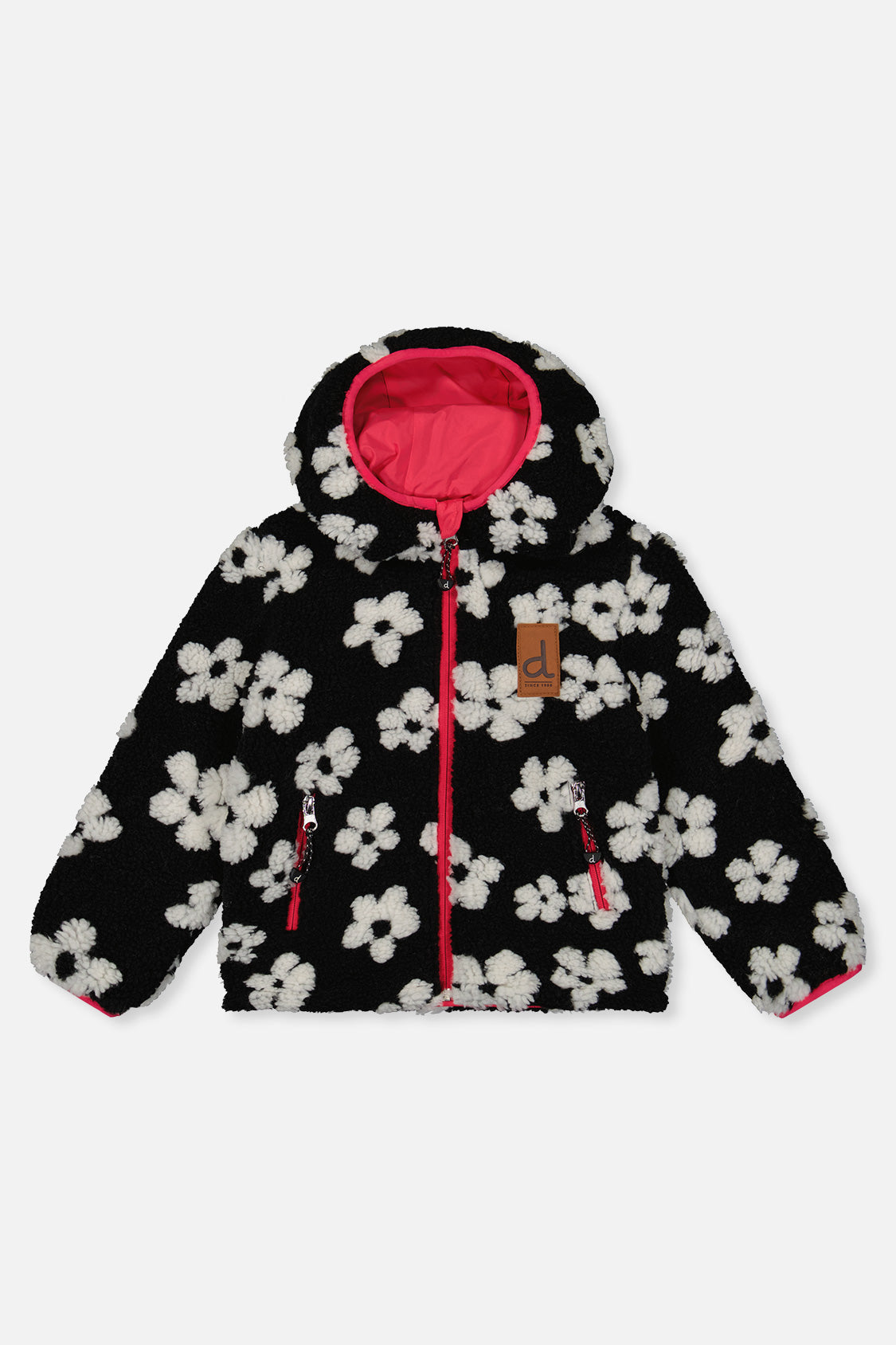 Reversible Mid-Season Jacket Pink And Black Printed Flowers - J20W65_06910