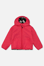 Reversible Mid-Season Jacket Pink And Black Printed Flowers - J20W65_06910